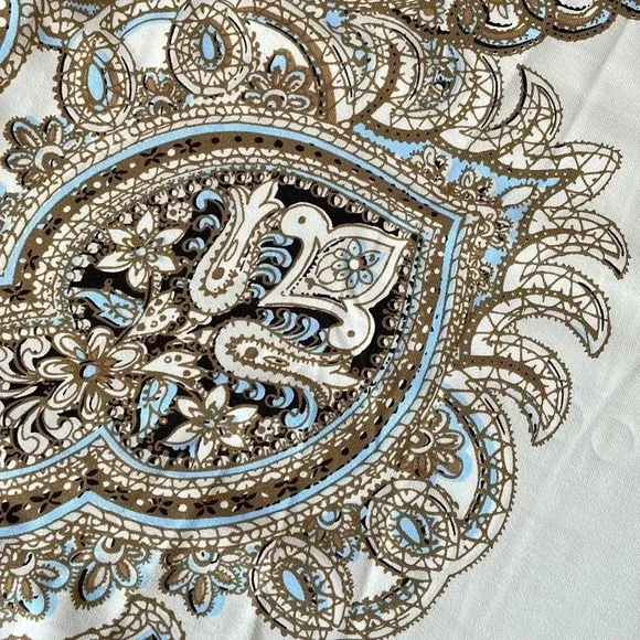 J. McLaughlin Catalina Cloth Block Paisley/Medallion 3/4 Sleeve Top XL - Picture 4 of 10